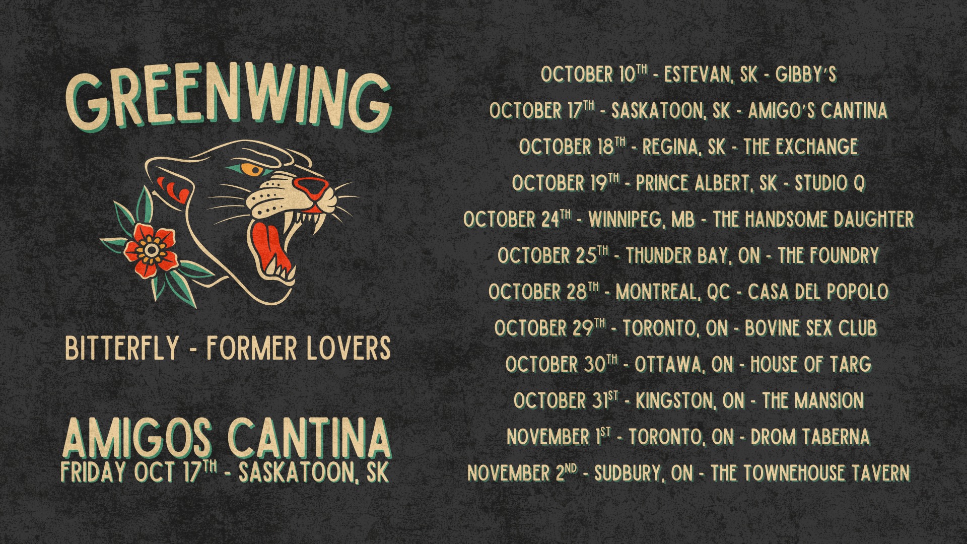 GreenWing w/ Bitterfly, Tracy Waters, Former Lovers